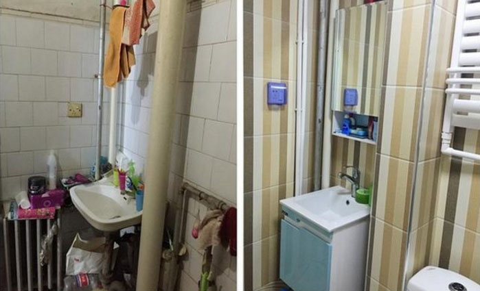 二手房翻新之洗手间的前后对比图