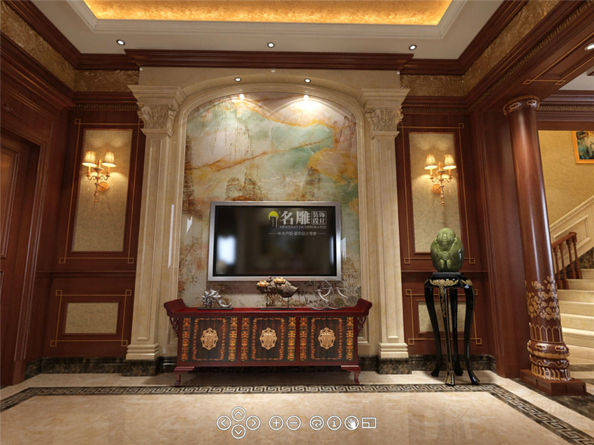中式别墅设计：柳州装修助手玄关装修效果图