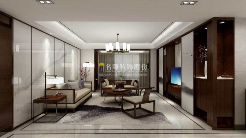 新中式室内装修设计-客厅装修效果图