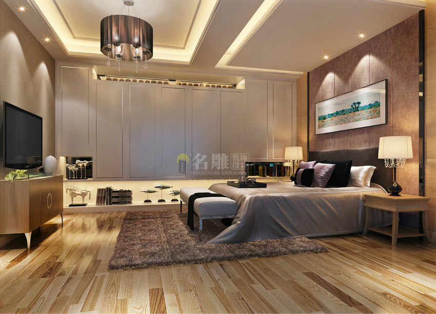 现代简约惠州中洲中央公园：柳州装修助手装饰卧室装修作品