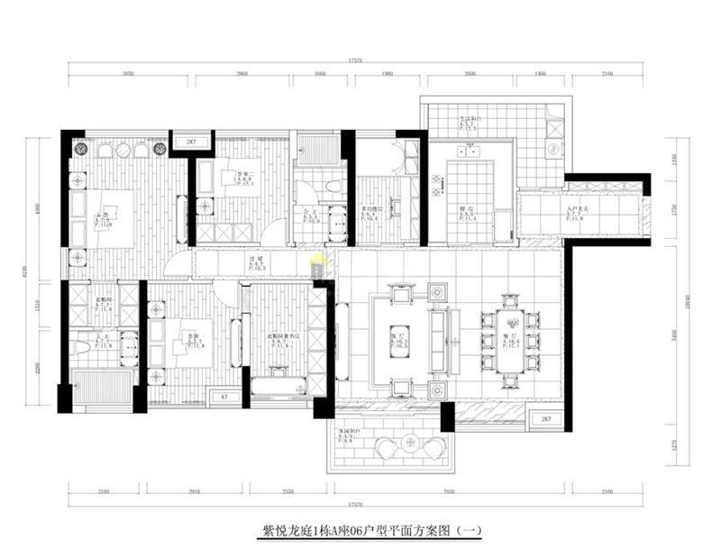 全盛紫悦龙庭1栋A座06户型平面方案图