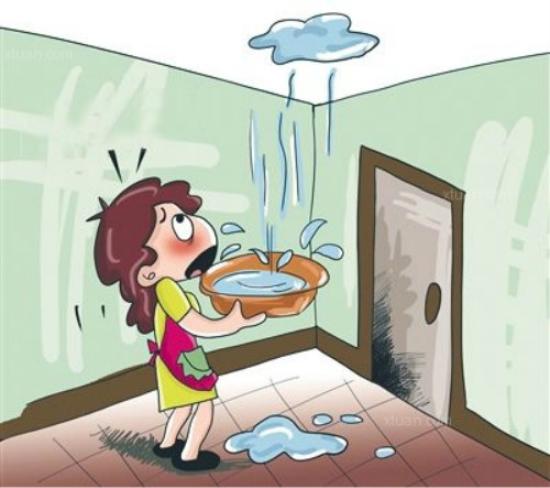 老房改造漏水卡通图