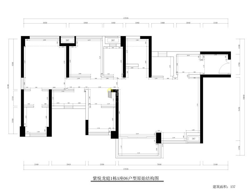 全盛紫悦龙庭1栋A座06户型原始结构图