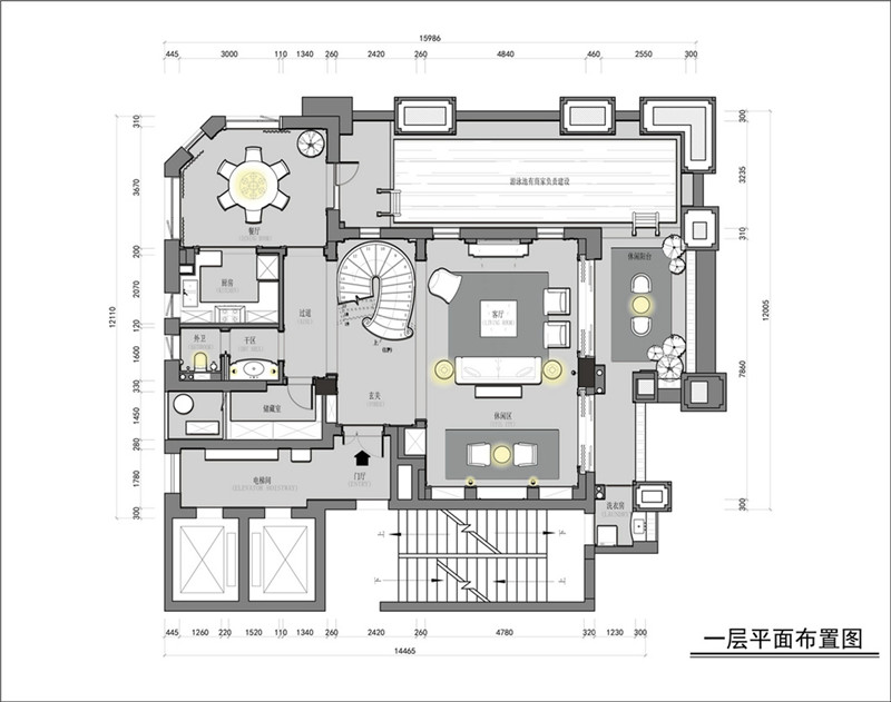 缤纷城别墅270平新中式风格装修效果图(图29)