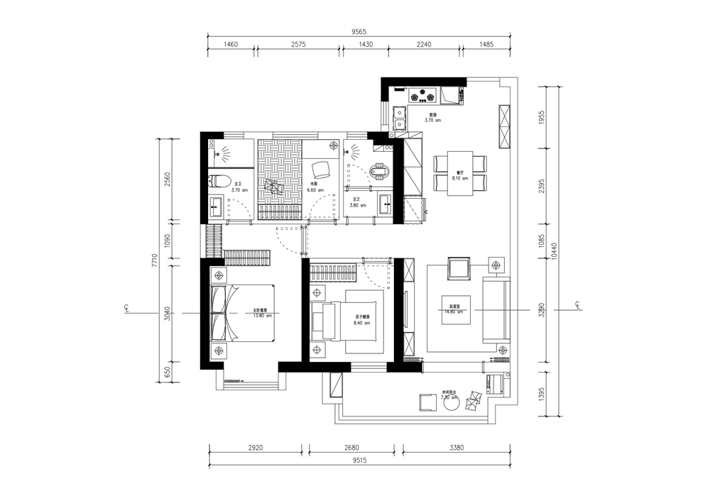 首地云梦台三室两厅台式风格装修案例之台式风格之美(图7)